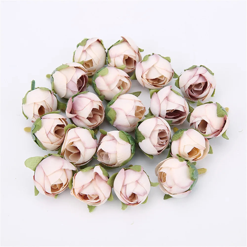 Silk Rose Tea Bud Artificial Flowers 10/20pcs – Wedding DIY Decor