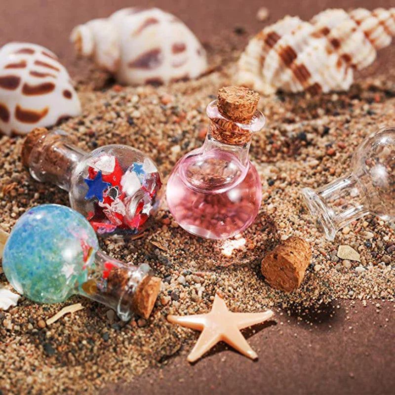 10-Pack Mini Clear Glass Bottles with Cork Stoppers – DIY Crafts
