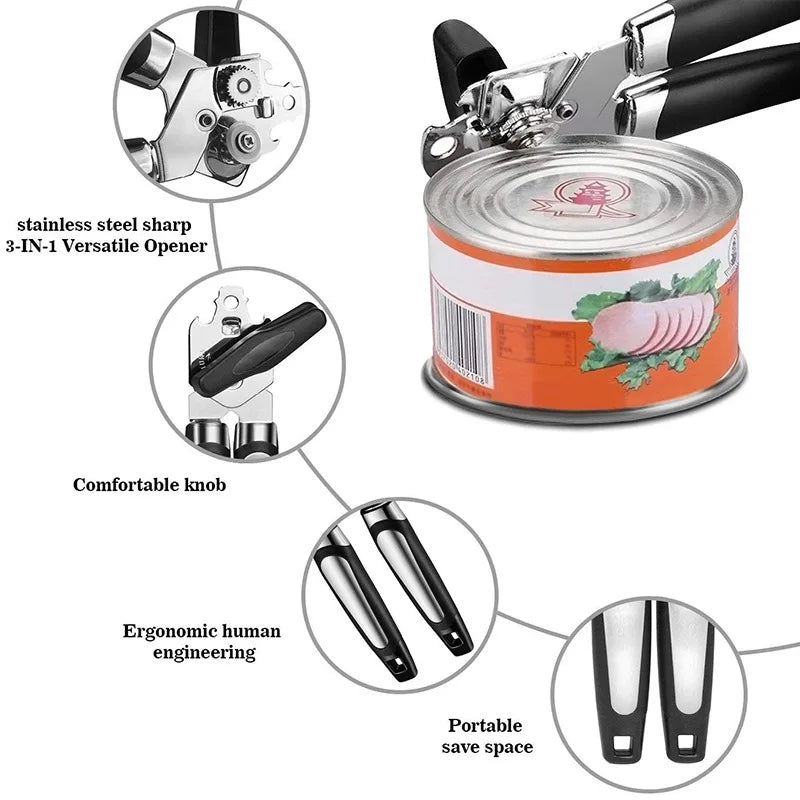 PC/Set Can Opener Twist Bottle Opener Stainless Steel Bottle Opener Cans Gadgets Multifunctional Kitchen Accessories Peaceful Pleasures Health and Wellness