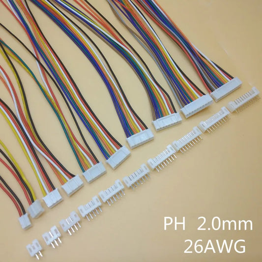 20 Sets PH 2.0mm JST 2/3/4/5/6/7/8/9/10/12P Pin Female Wire Straight Plug L:200mm Peaceful Pleasures Health and Wellness 20 Sets 5P