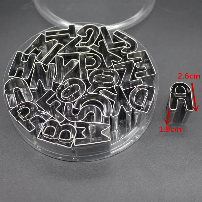 35-Piece Stainless Steel Alphabet Letter & Number Cookie Cutter Set | Fondant, Biscuit & Cake Decorating