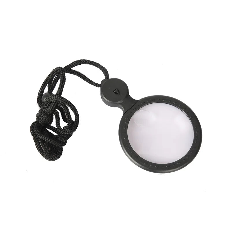 Handheld Portable magnifier with LED Light Hanging Type Reading Magnifying Glass with Rope 4X 10X loupe Double Lens lupa Peaceful Pleasures Health and Wellness