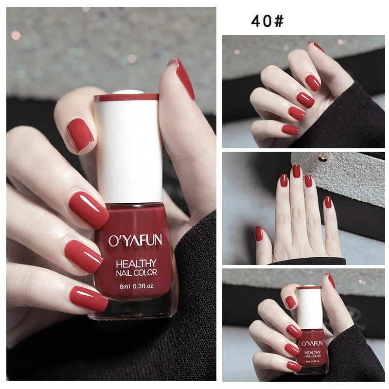 Quick-Dry Tearable Nail Polish | Glitter Matte Waterproof 40 Colors