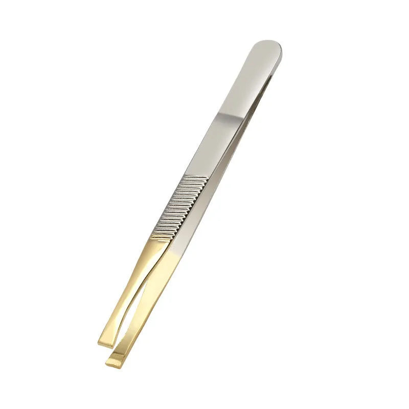 Stainless Steel Eyebrow Tweezers – Slant & Flat Tip