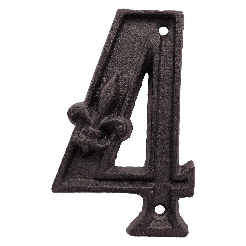 Unique House Number Cast Iron Metal Antique Doorplate Address Numbers Apartment Street Address Plaque Decor Attractive Peaceful Pleasures Health and Wellness 4 China Mainland