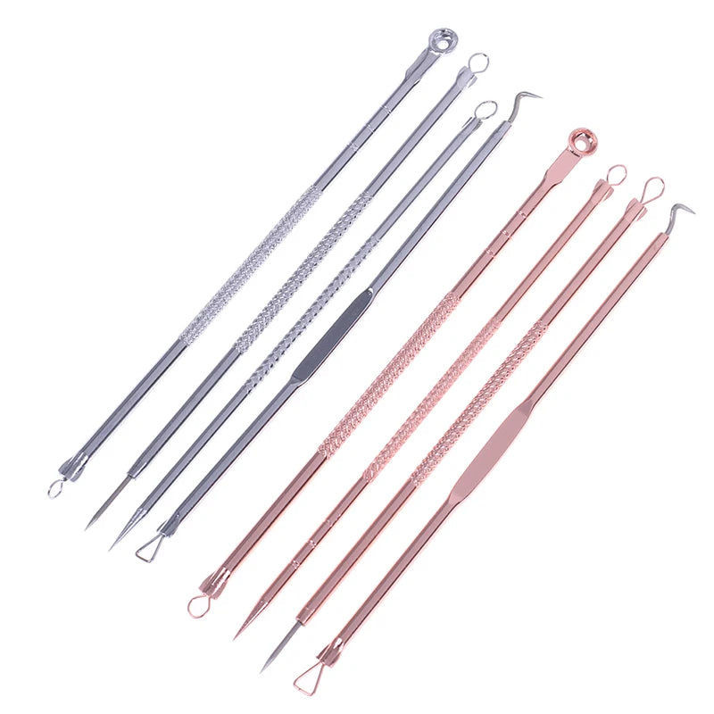 4pcs/set Blackhead Comedone Acne Pimple Blackhead Remover Tool Spoon for Face Skin Care Tool Needles Facial Pore Cleaner Peaceful Pleasures Health and Wellness