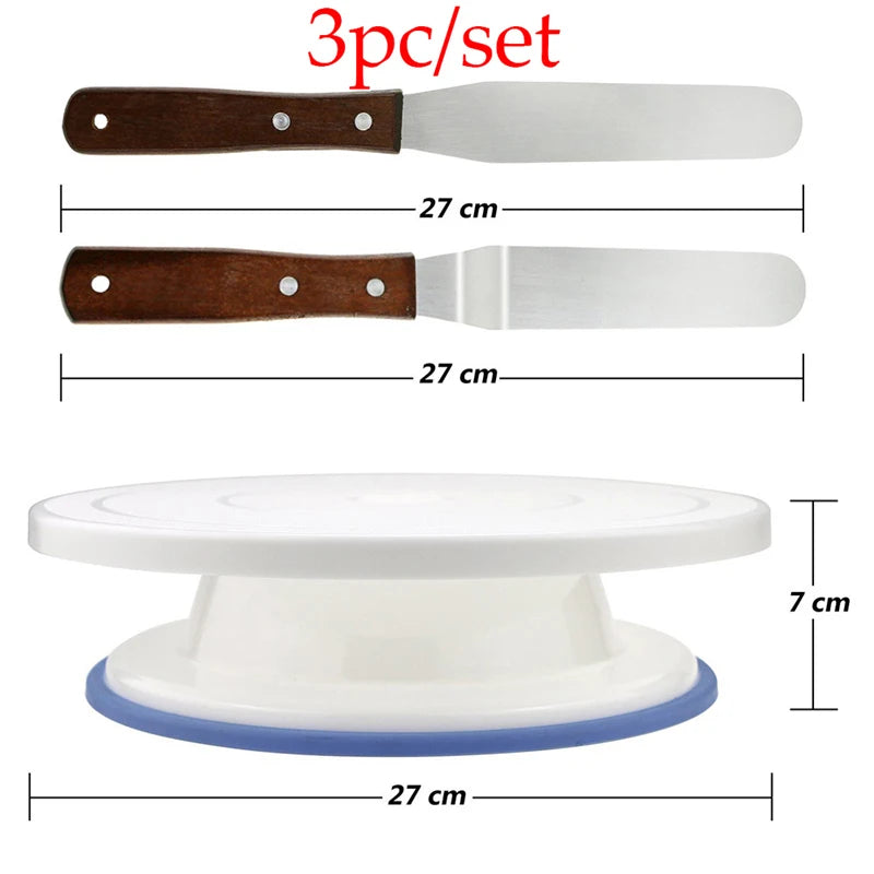 5pc Plastic Cake Turntable Rotating Cake Plastic Dough Knife Decorating 10 Inch Cream Cakes Stand Cake Rotary Table Hot Sal Peaceful Pleasures Health and Wellness Dark Khaki