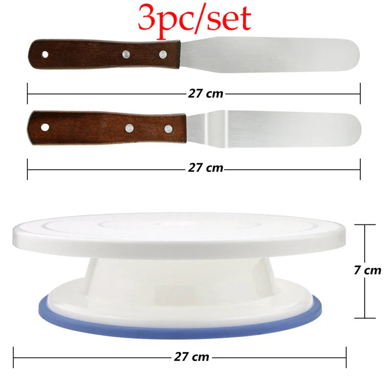 5-Piece Rotating Cake Turntable Set – 27cm Stand & Decorating Kit