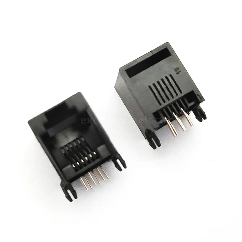 10pcs Black RJ11 Telephone Socket 4P4C 6P2C 6P4C 6P6C Plug Horizontal Right Angle Crystal Head Seat Female Socket Peaceful Pleasures Health and Wellness 6P6C