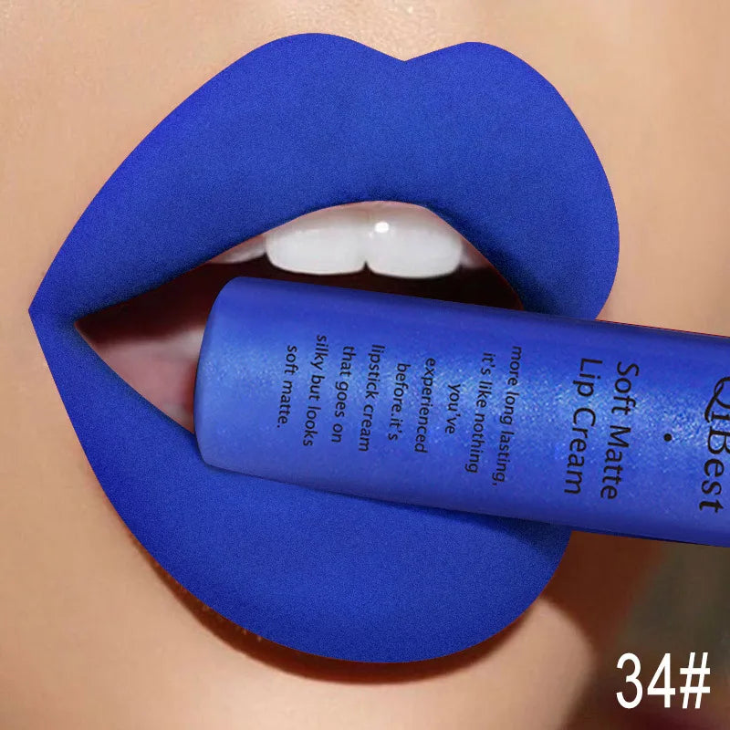 QIBEST Brand 34 Colors Liquid Lipstick Waterproof Matte Nude Lipstick Pigment Red Long Lasting Lip Gloss Women Makeup Lipgloss Peaceful Pleasures Health and Wellness 34