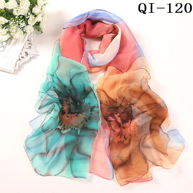 Multiple Lotus Leaf Flower Chiffon Georgette Bandana Scarf Women