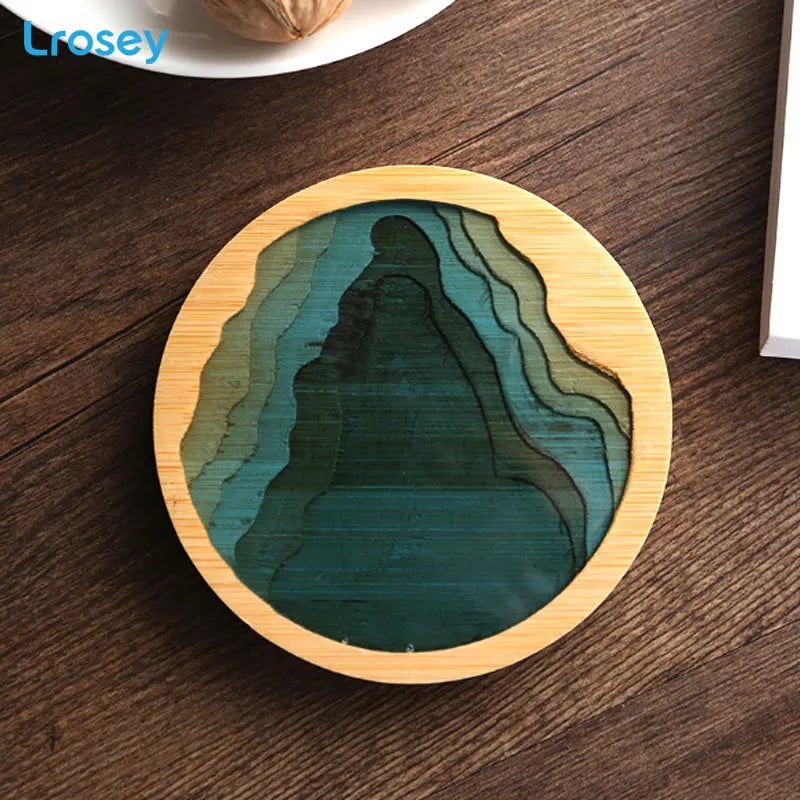 Bamboo Art Coaster | Non-Slip Heat-Resistant Cup Mat Round