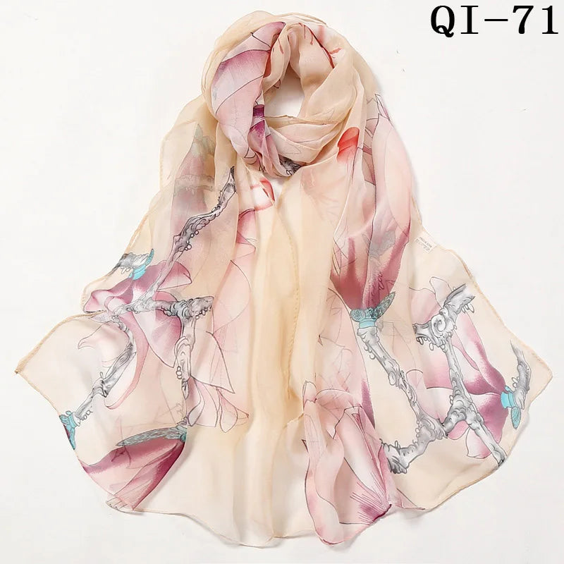 Multiple Lotus Leaf Flower Chiffon Georgette Bandana Scarf Women