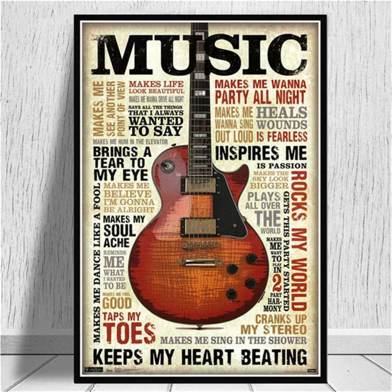 Guitar Wall Pictures Canvas Poster And Prints Modern Musical Instruments Painting For Living Room Bar Home Decor Aesthetic Peaceful Pleasures Health and Wellness G 50X70cm No frame