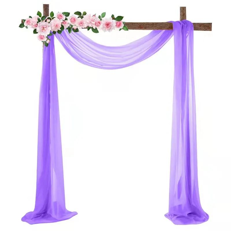 Wedding Arch Drapes Window Scarf Valance Chiffon Sheer Curtain Fabric Drapery for Arbor Canopy Bed Ceremony Party Stage Backdrop Peaceful Pleasures Health and Wellness Arch Drapes Purple 70W X 550 L CM 1PC