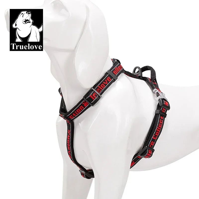 Truelove Pet Harness No Pull Tactical Service Pet Lift Breathable Mesh Reflective Sport Padded Dog Harness Vest TLH6172 Peaceful Pleasures Health and Wellness black red L China Mainland