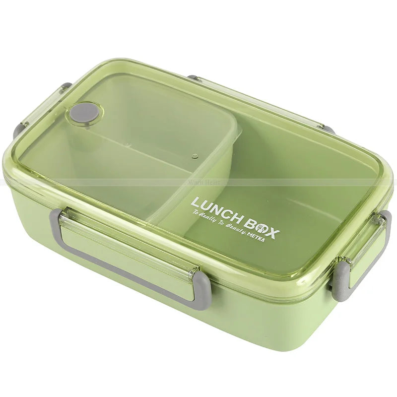 Brown/Green/Pink Lunch Box Bamboo Fiber Material Portable Bento Box Microwaveble Food Storage Container For Office Children Peaceful Pleasures Health and Wellness green 23cmx15cmx7cm
