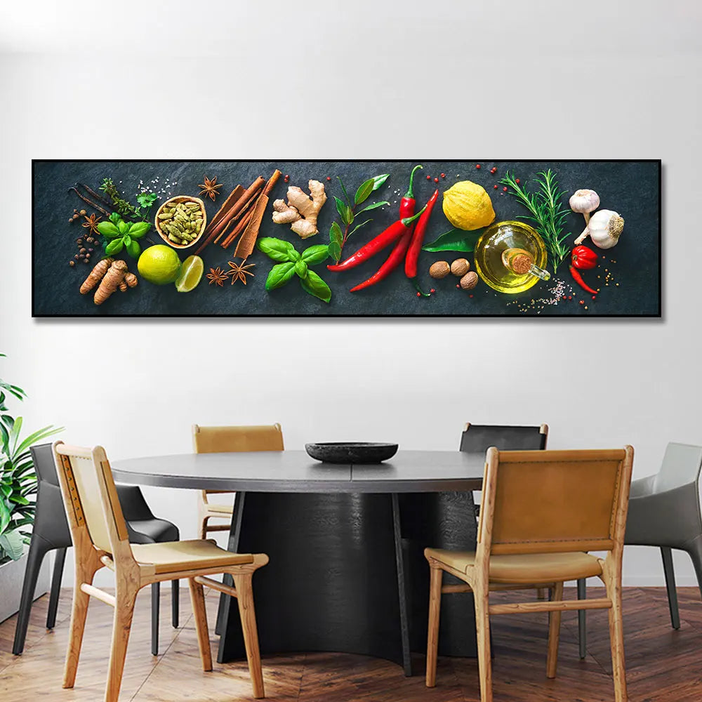 Grains Spices Peppers Food Canvas Art Painting Kitchen Decoration Poster Prints For Dining room Wall Art Pictures Home Art Decor Peaceful Pleasures Health and Wellness