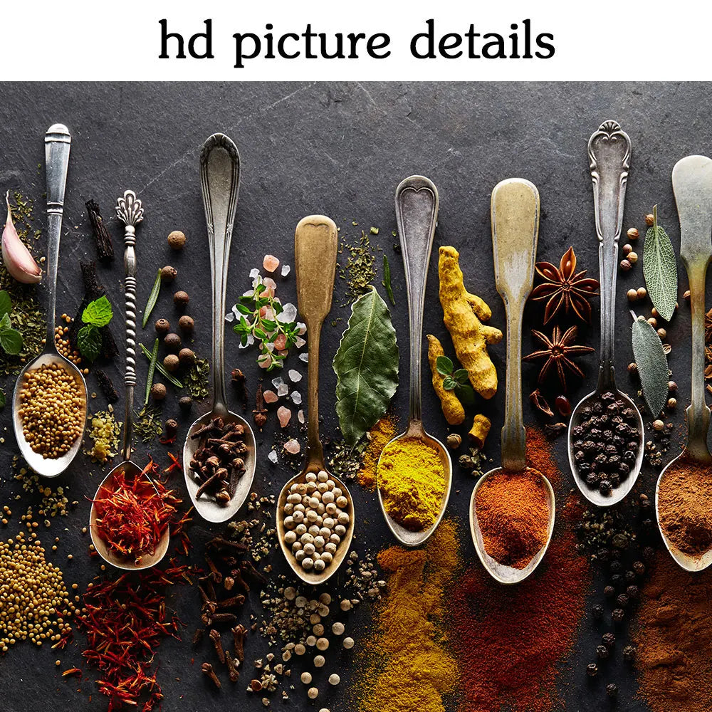 Grains Spices Spoon Peppers Canvas Painting Kitchen Decoration Posters Prints For Dining room Wall Art Pictures Home Art Decor Peaceful Pleasures Health and Wellness
