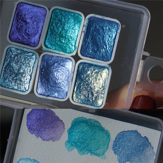 Watercolor Nail Gel Pigment Set | Pearl Shimmer Glitter 6pcs Nail Art Pigment Set Peaceful Pleasures Health and Wellness