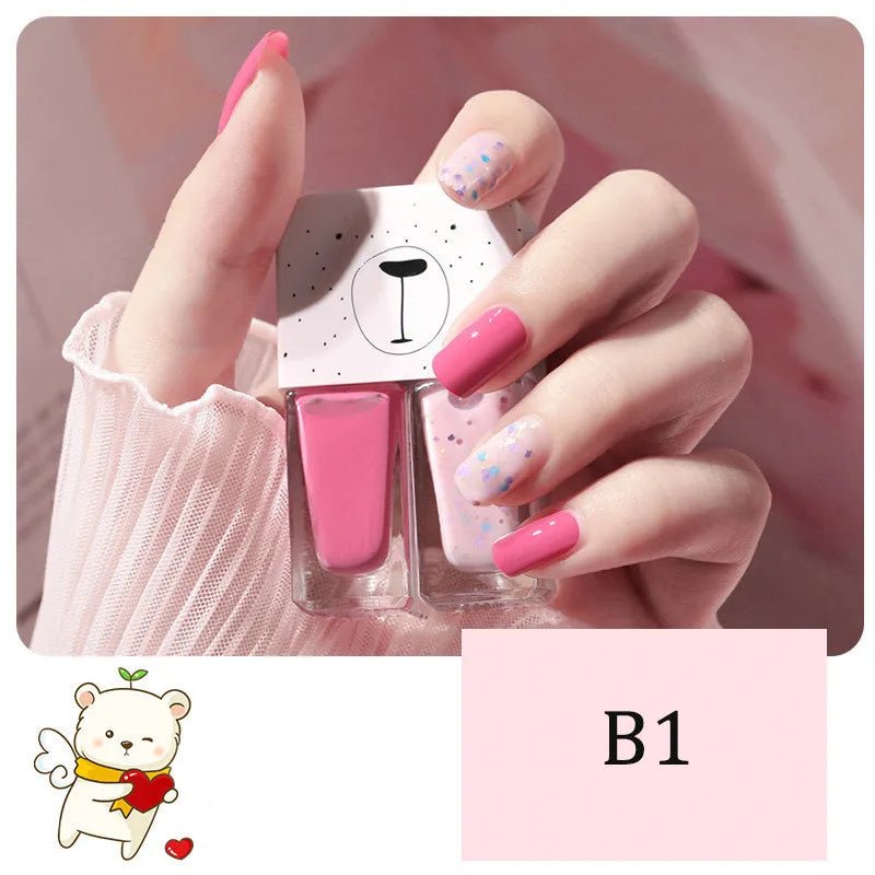 2-in-1 Candy Color Nail Polish | Quick Dry Waterproof Water-Based