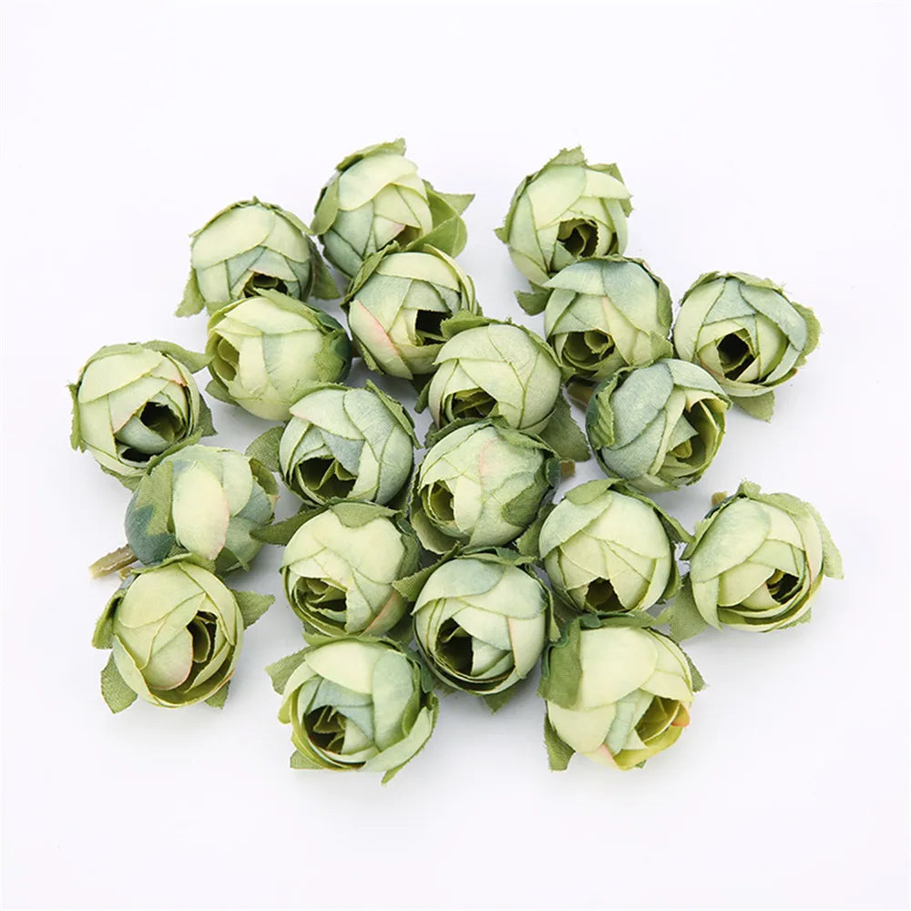 Silk Rose Tea Bud Artificial Flowers 10/20pcs – Wedding DIY Decor