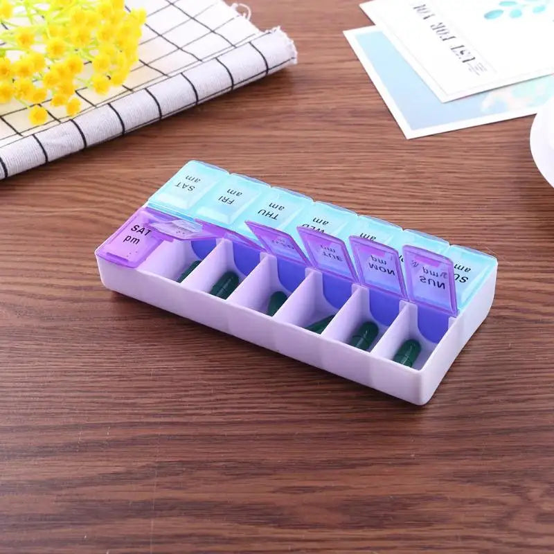 14 Grids Pill Box Case 7 Days Weekly Pill Case Medicine Tablet Dispenser Organizer Pill Box Splitters Pill Storage Container Peaceful Pleasures Health and Wellness