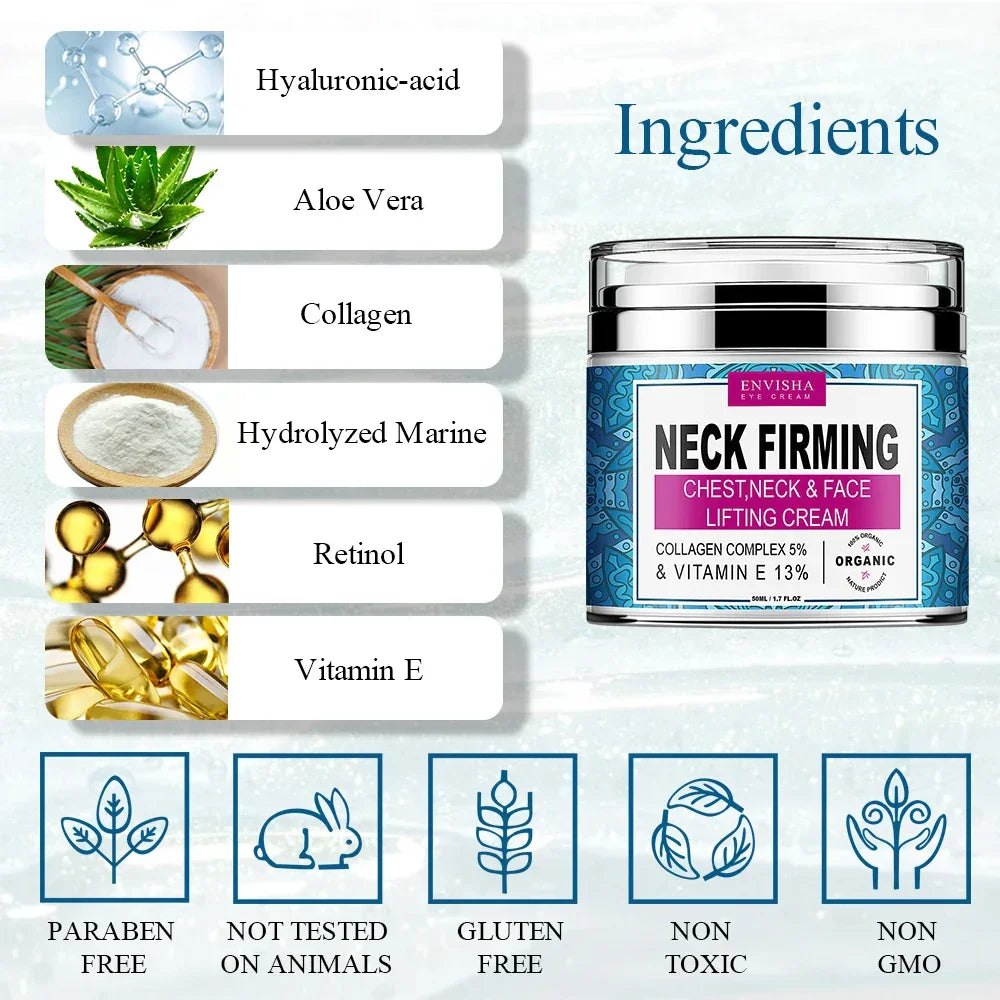 ENVISHA Neck & Face Cream – Retinol, Collagen & Hyaluronic Acid Peaceful Pleasures Health and Wellness