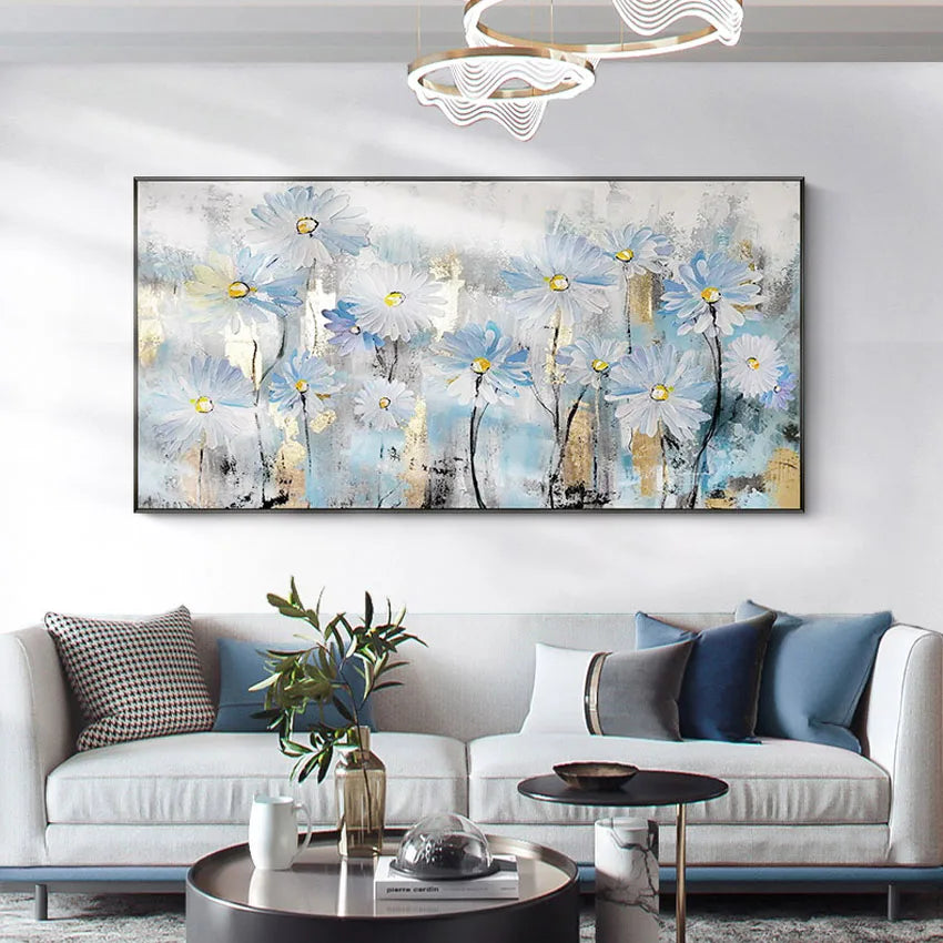 Beautiful flower canvas oil painting art pictures are 100% handmade and customized hung in the hotel restaurant living room Peaceful Pleasures Health and Wellness