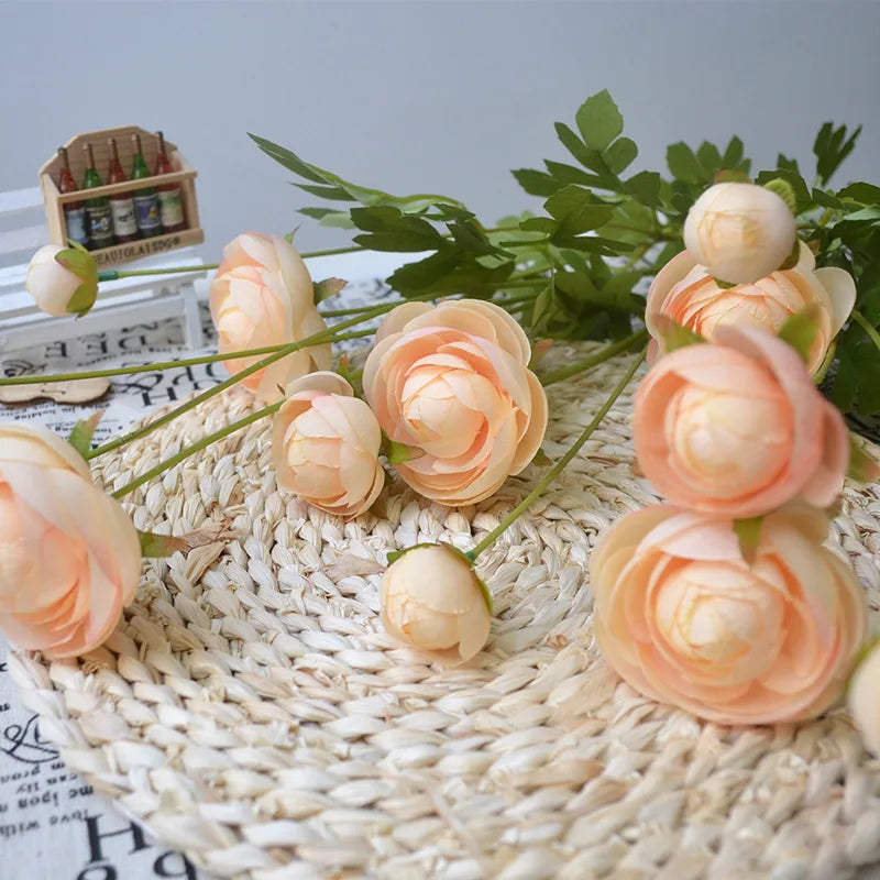 Silk Tea Rose Artificial Flower Bouquet – 8 Heads, 95cm