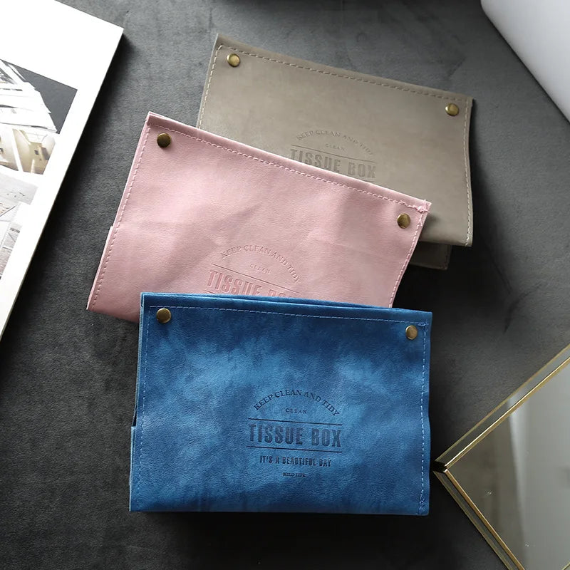 PU Leather Tissue Box & Napkin Holder – Portable Elegant Container for Home, Car & Office | 5 Colors