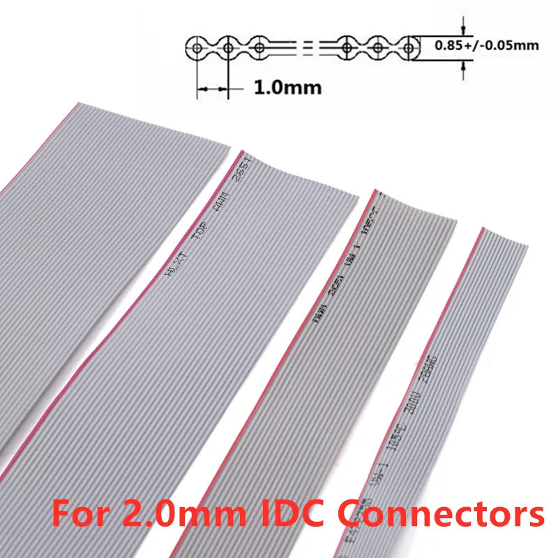 1Meter 1.0mm Pitch Grey Flat Ribbon Cable For IDC 2.0MM FC Connector 10P/12P/14P/16P/20P/34P/40P 28AWG Wire Peaceful Pleasures Health and Wellness 1Meter 10P