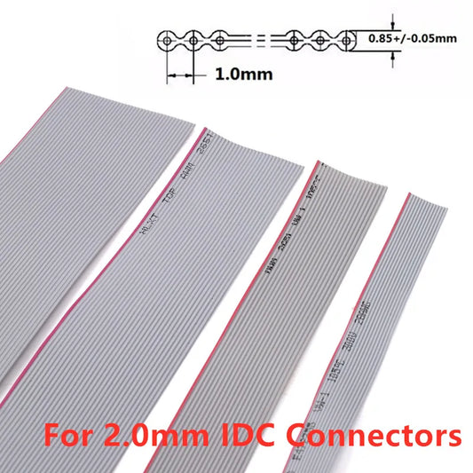 1Meter 1.0mm Pitch Grey Flat Ribbon Cable For IDC 2.0MM FC Connector 10P/12P/14P/16P/20P/34P/40P 28AWG Wire Peaceful Pleasures Health and Wellness 1Meter 10P