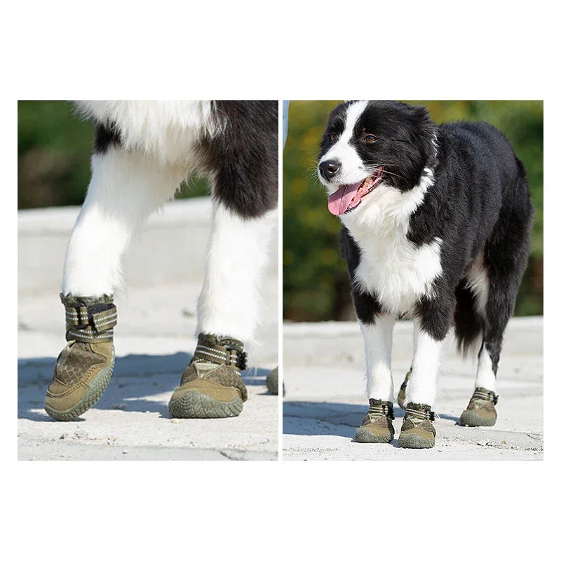 TRUELOVE Pet Shoes Waterproof Anti-slip for Puppy Medium and Large Dog Protect Pet Feet ArmyGreen Winter Snow 2/4pcs/set YS1891 Peaceful Pleasures Health and Wellness