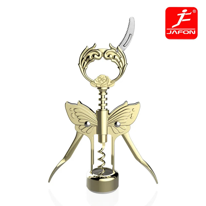 Gold Wine Beer Opener with Foil Knife Free Shipping Butterfly Bottle Opener Bat Wine Corkscrew Gunmetal Plated Level Corks Pull Peaceful Pleasures Health and Wellness Gold-plated