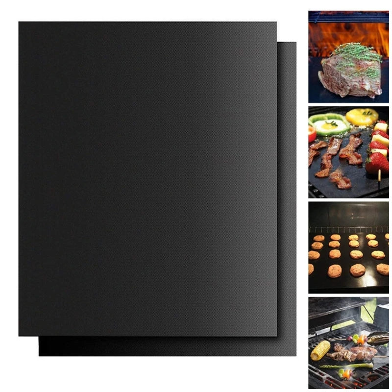 PTFE Non-Stick BBQ Grill Mat – 40×30cm Reusable Baking Liner, Heat Resistant to 400°C, Dishwasher Safe