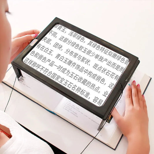 Square Magnifying Glass Desktop Reading Reading Aids for The Elderly Low Vision Fresnel Lens Desktop Amplifier Peaceful Pleasures Health and Wellness grey 3X