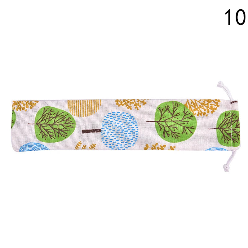 Cutlery Case Drawstring Bag Portable Tableware Bag Cotton Linen Travel Spoon bag Peaceful Pleasures Health and Wellness N10