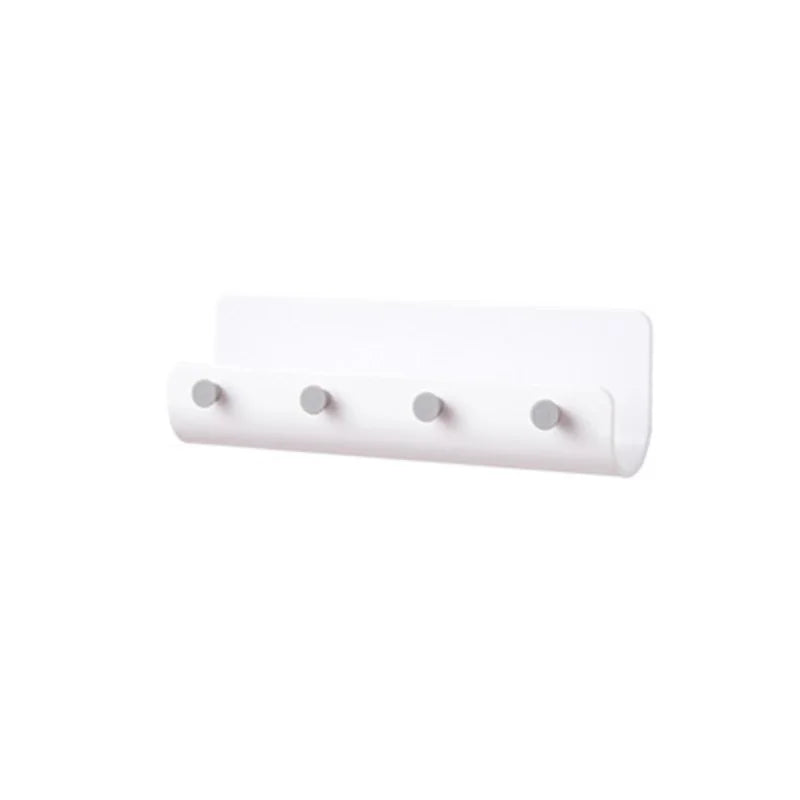 Nordic Adhesive Wall Shelf Rack with 4 Hooks – Punch-Free