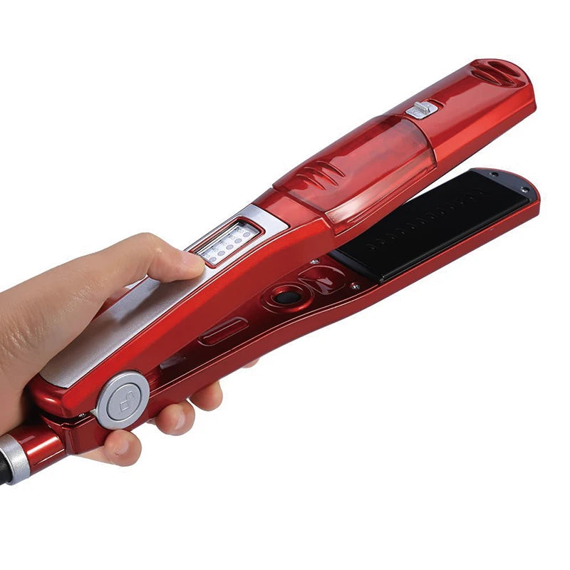 Steam Flat Iron Hair Straightener Professional Hair Curler Titanium Ceramic Hair Straighting Curling Iron Hair Care Styling Tool Peaceful Pleasures Health and Wellness Red EU