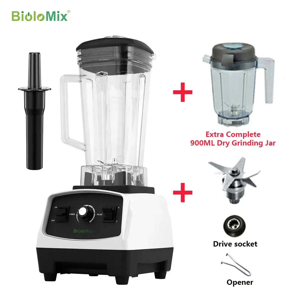 BPA Free 3HP 2200W Heavy Duty Blender | Smoothie Bar Blenders Peaceful Pleasures Health and Wellness White dryjarfullpart US Plug United States