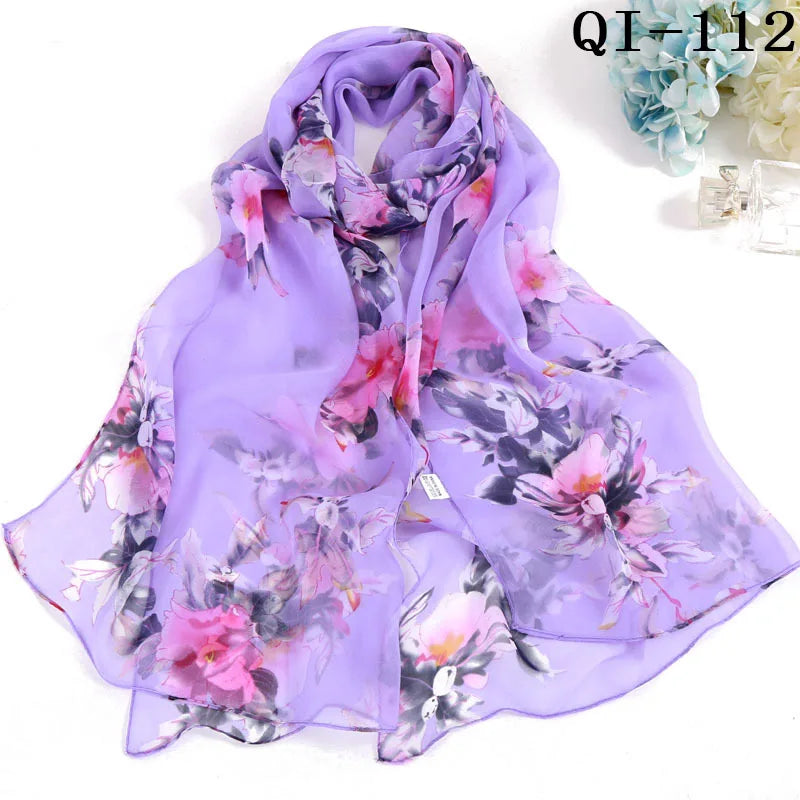 Multiple Lotus Leaf Flower Chiffon Georgette Bandana Scarf Women