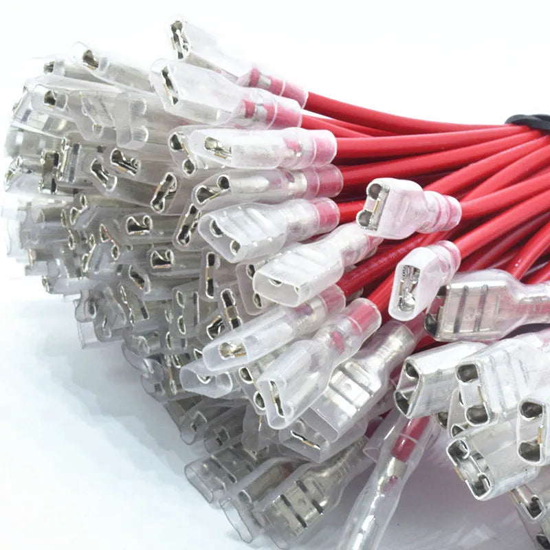 10pcs 2.8/4.8/6.3mm Crimp Terminal Splice Female Spade Connector Splice With Red Black Wire 20cm Peaceful Pleasures Health and Wellness