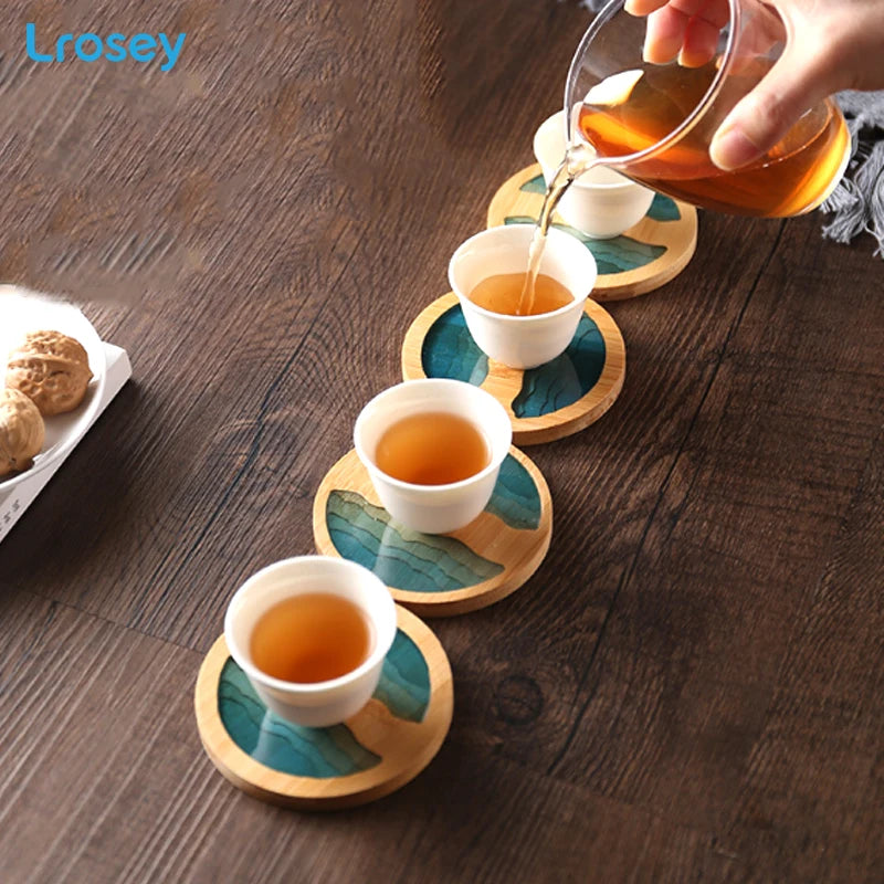 Bamboo Art Coaster | Non-Slip Heat-Resistant Cup Mat Round