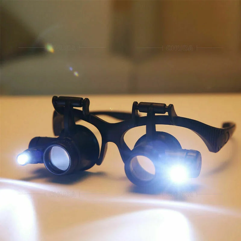 Head Mounted Magnifier with Led Light Magnifying Glass for Close Work Electronic Jewelry Watch Repair Peaceful Pleasures Health and Wellness