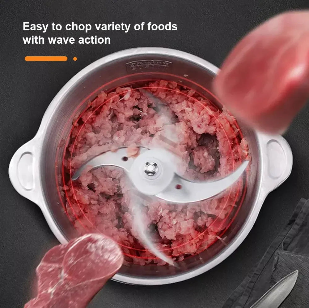 BioloMix 500W Electric Chopper & Meat Grinder – 2L Stainless Steel, 2 Speeds Kitchen Appliance Peaceful Pleasures Health and Wellness