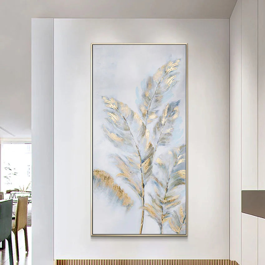 Textured Feather Handmade Canvas High Quality Painting Wall Decor Art Hanging Poster For Living Room Bedroom Hotel Restaurant Peaceful Pleasures Health and Wellness No frame 100cmx200cm