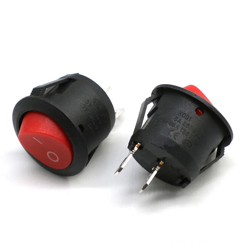 10PCS KCD1 Diameter 16.5mm Small Round Boat Rocker Switches Black Mini Round 2 Pin 3Pin ON-OFF Rocker Switch KCD1-105 Peaceful Pleasures Health and Wellness Red 2PIN ON-OFF