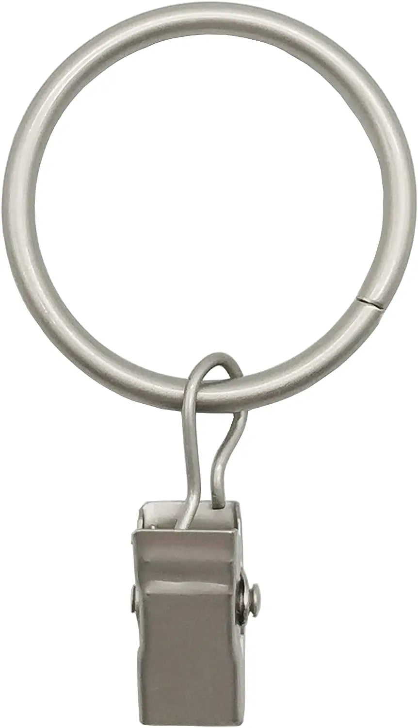 36-Pack Metal Curtain Rings with Clips – Rustproof Silver