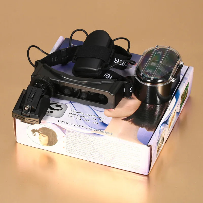 Optical Lamp With Magnifying Lens Wearing Magnifying Glass With LED Lamp Clock Repair Magnifying Glass Medical Magnifying Glass Peaceful Pleasures Health and Wellness